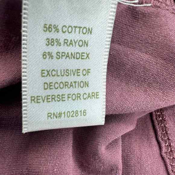 Garnet Hill Womens XS V Neck Sequin Tassel Trim Ruched Mauve Short Sleeve Blouse - Picture 5 of 8